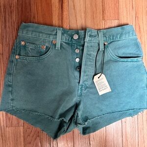 Green Denim Levi 501 Shorts